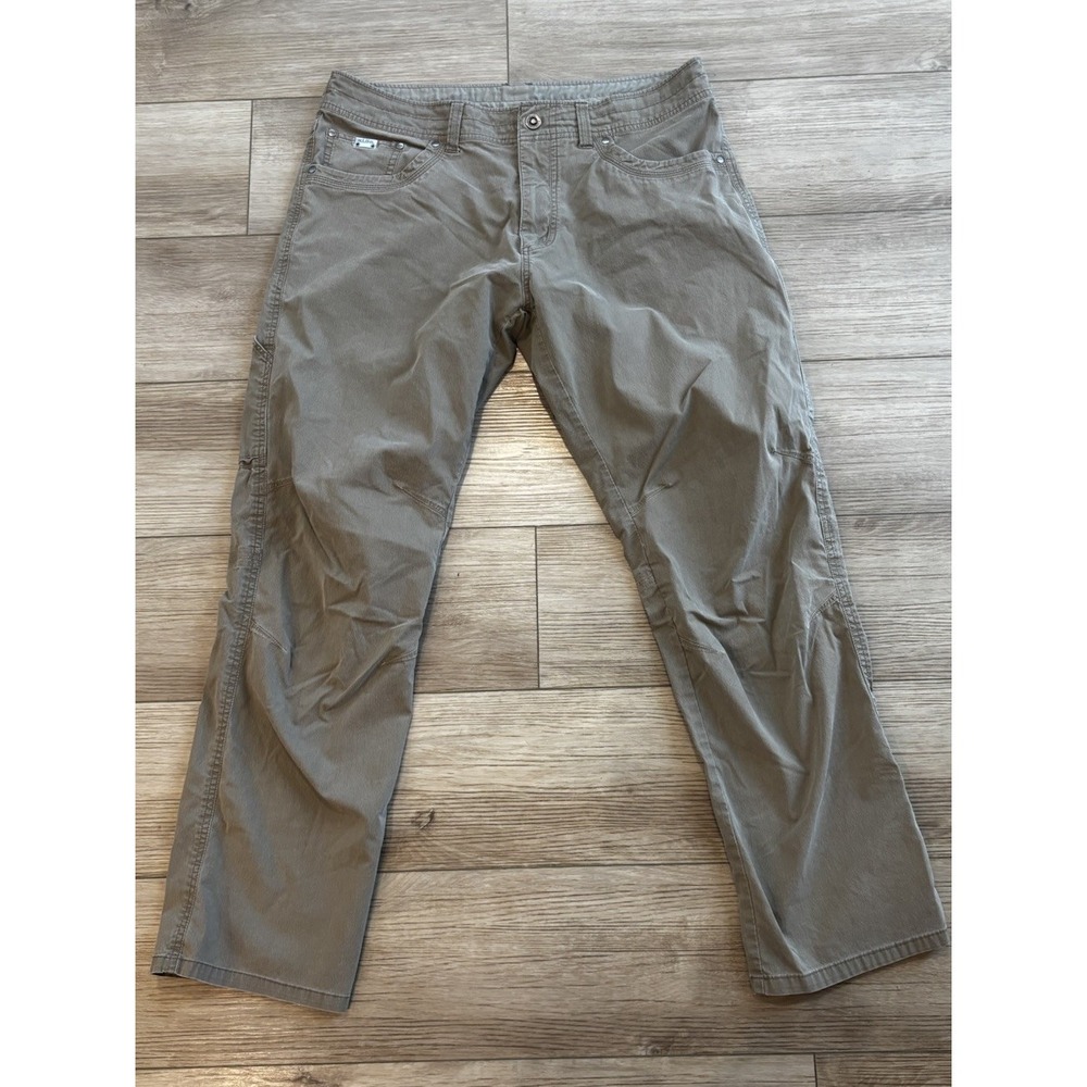 Kuhl Revolvr Pants Men 36x32 Beige Articulated Gusseted Hiking Camp Gorpcore